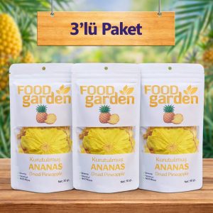 FOOD garden Kurutulmuş Ananas - Katkısız Şeker İlavesiz 3x50 gr
