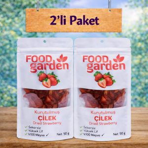 FOOD garden Kurutulmuş Çilek - Katkısız Şeker İlavesiz 2x50 gr