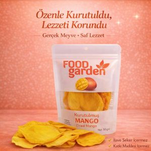 FOOD garden Kurutulmuş Mango - Katkısız Şeker İlavesiz 50 gr