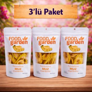 FOOD garden Kurutulmuş Muz - Katkısız Şeker İlavesiz 3x50 gr