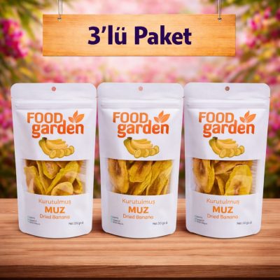 FOOD garden Kurutulmuş Muz - Katkısız Şeker İlavesiz 3x50 gr