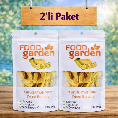 FOOD garden Kurutulmuş Muz - Katkısız Şeker İlavesiz 2x50 gr